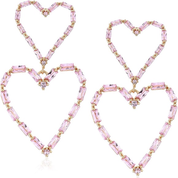 NWT Betsey Johnson crystal cuties heart earrings - Picture 2 of 7